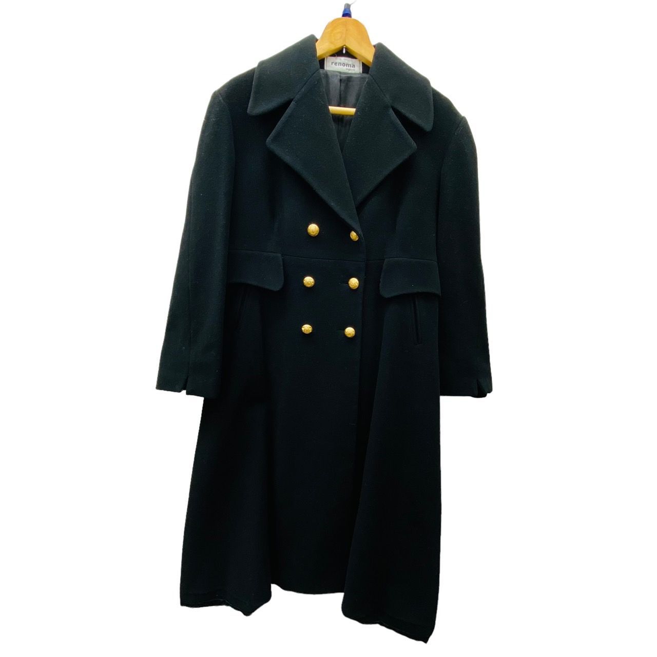 renoma レノマ 金ボタン ダブルロングコート サイズ42 カシミヤ混 