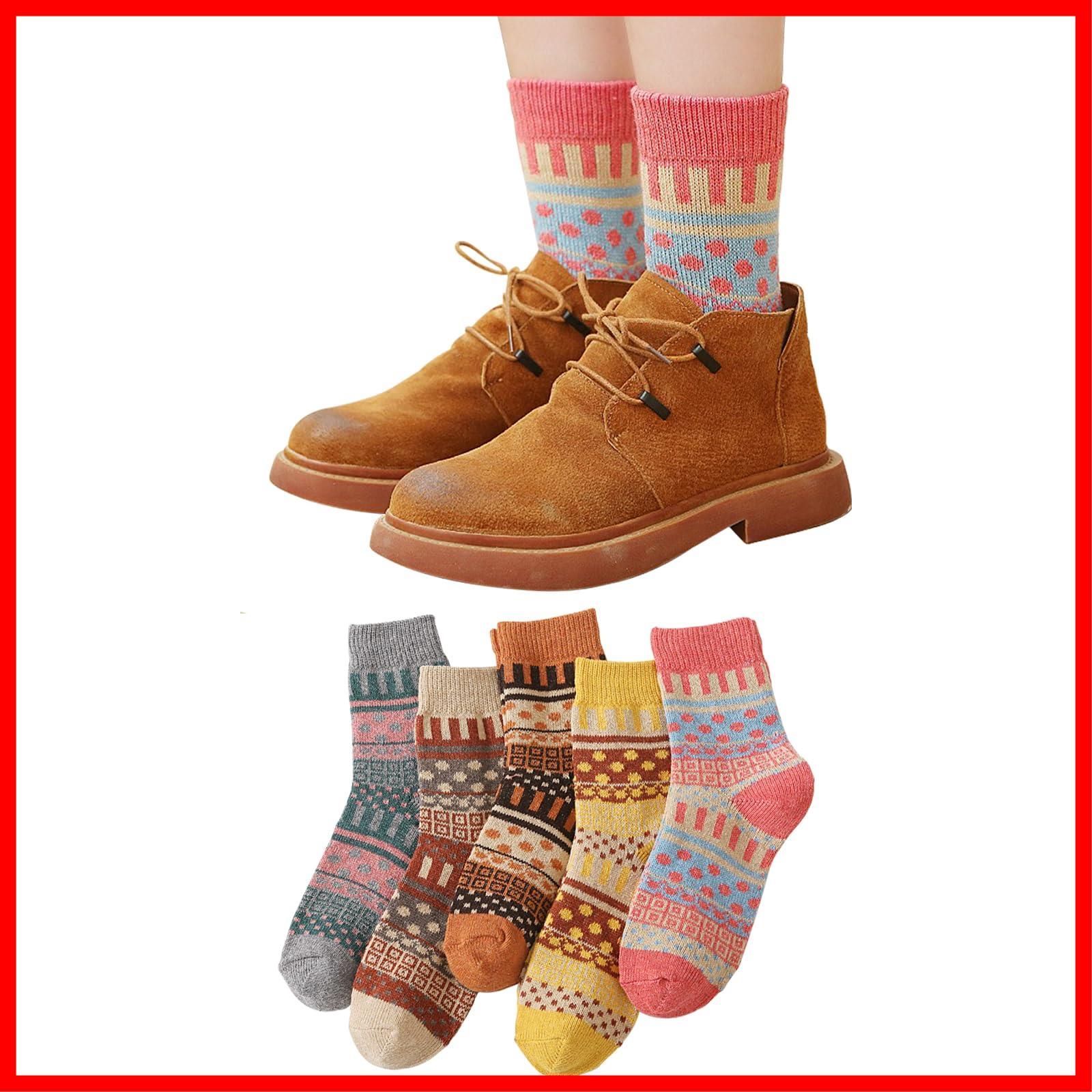 【人気商品】[WindTour] 靴下 レディース 冬 ソックス 秋冬 防寒 厚手 暖かい あったか 女性用 5足セット カラフル 通気 伸縮性 履き心地 可愛い おしゃれ 登山 スポーツ