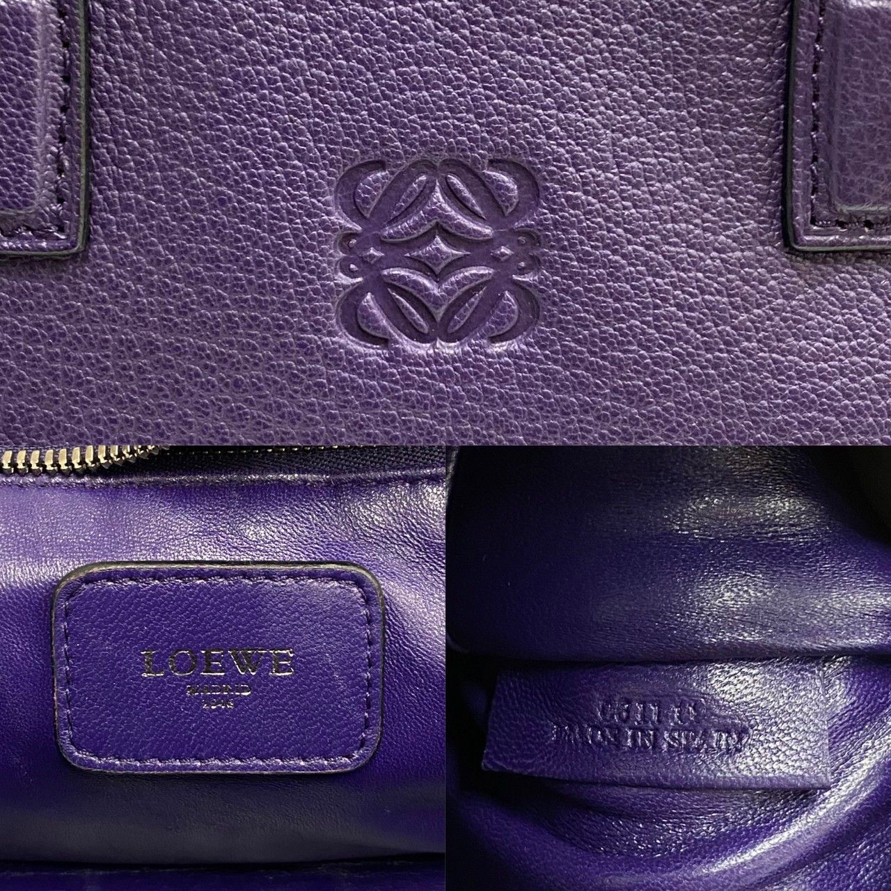 極 美品 LOEWE ロエベ アマソナ 28 アナグラム ロゴ レザー 本革 
