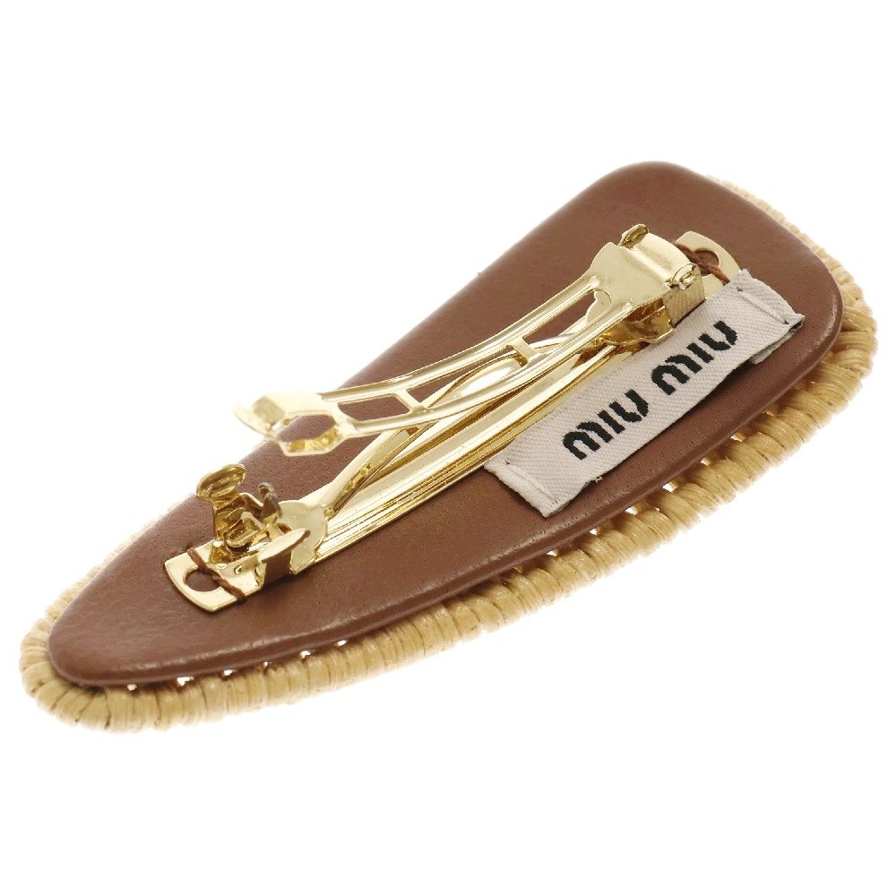 miumiu (ミュウミュウ) ヘアクリップ ベージュ ストロー ヘア  