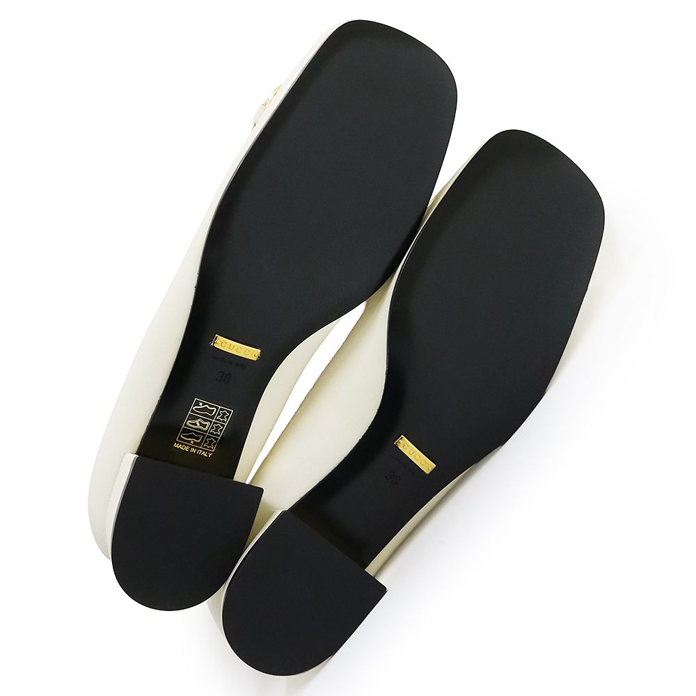 ✿ グッチ ホースビット 靴 38 25cm パンプス レザー ホワイト 白 ゴールド金具 645600 GUCCI