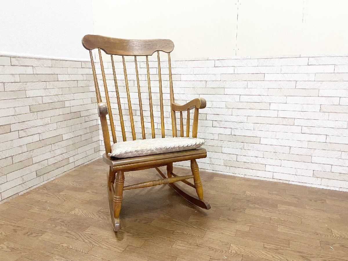 カシワ 柏木工/ KMK 飛騨家具 ビンテージ クラシック レトロ ロッキングチェア・揺り椅子/ウインザーバック(貝393)