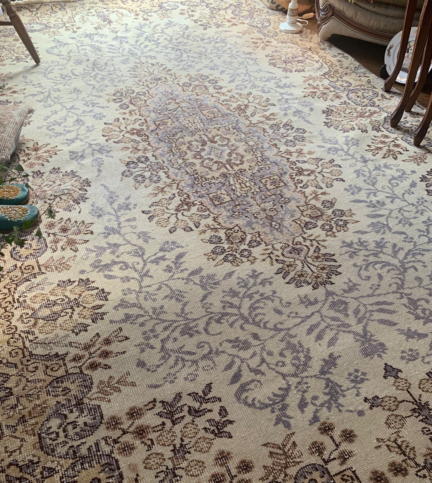 特大 超大判 287×167イエローゴールド ボタニカル トルコヴィンテージ