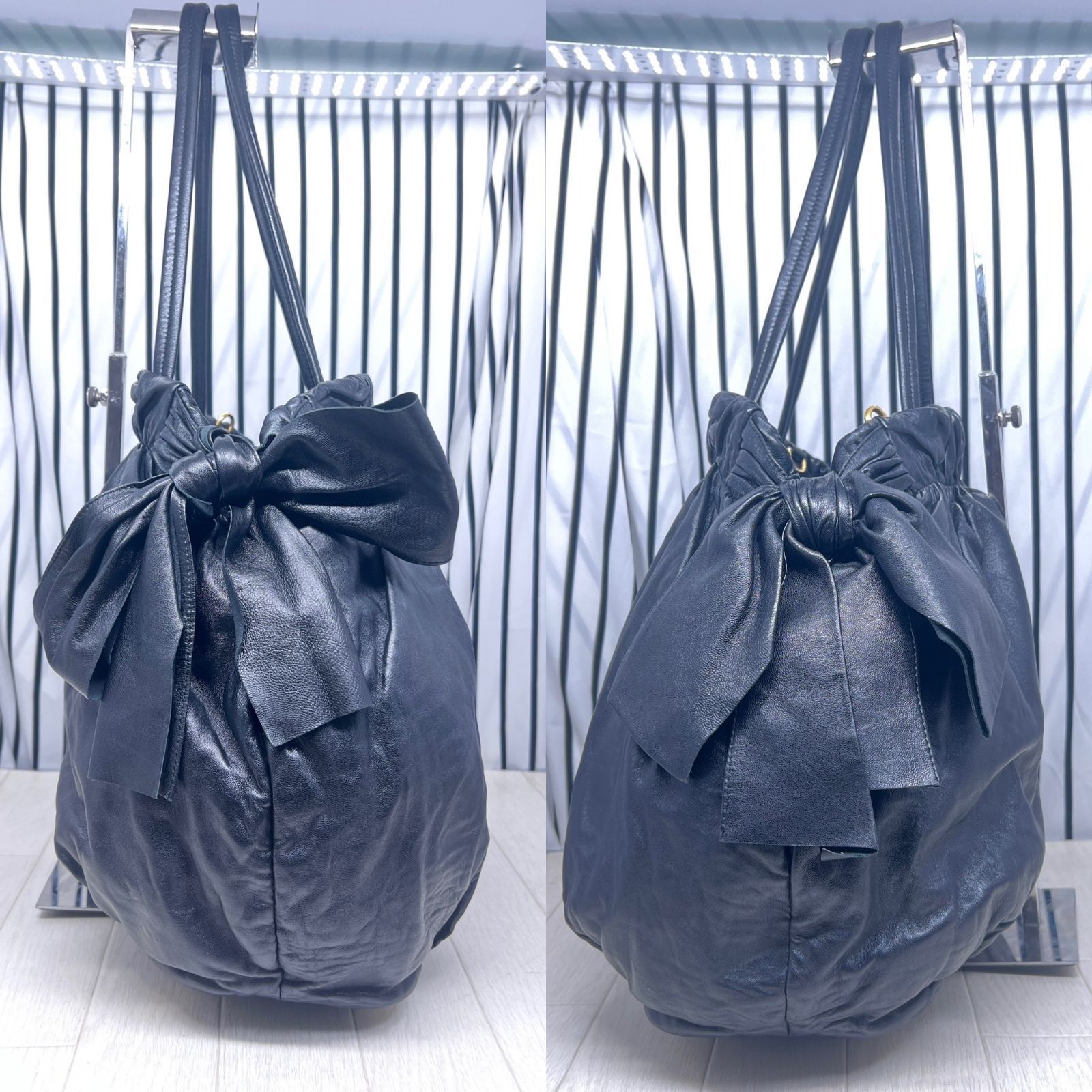超美品】PRADA×プラダ 金色プレートA4収納可能オールレザートート 