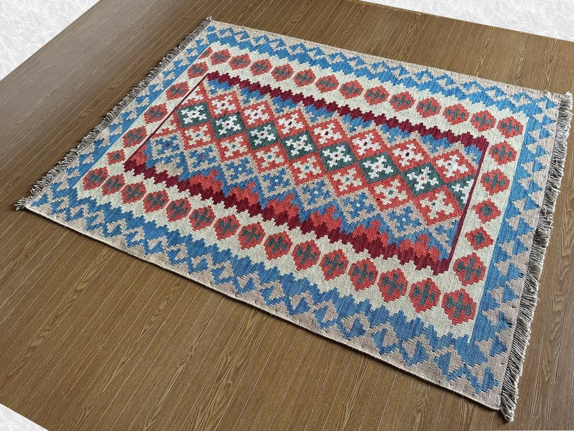 キリムラグ 197×152】イラン直輸入シーラーズ産キリム・KILIM3045-50-H