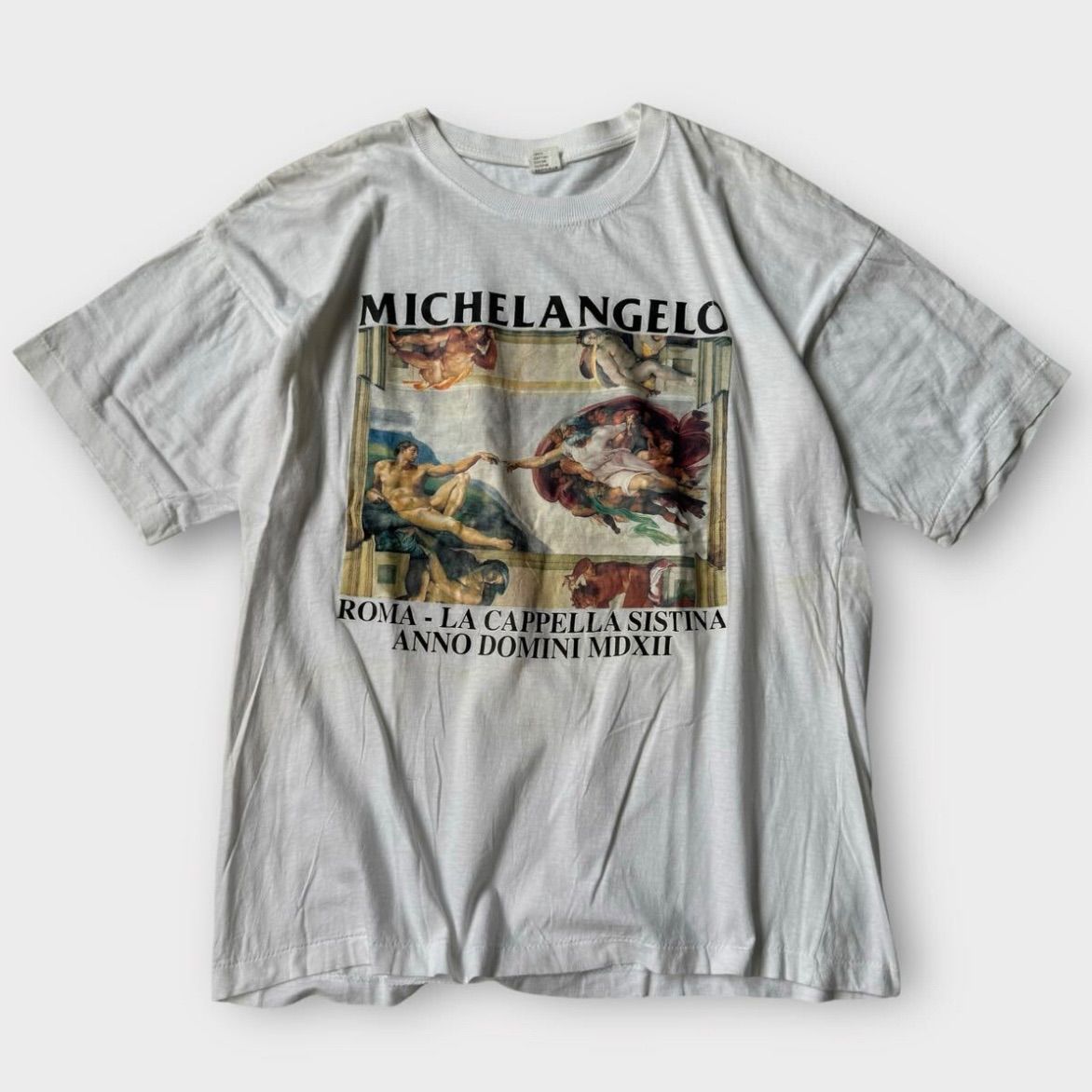 レア 80s MICHELANGELO ミケランジェロ 総柄 ビンテージ Tシャツ L USA製 アート 芸術 古着 / supreme モスキートヘッド