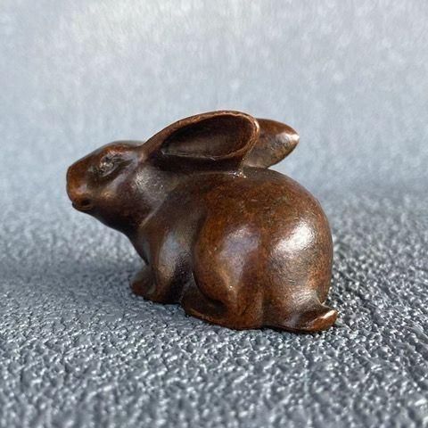 銅 細工 干支兎 玉兎 茶台茶寵 蓋置 茶道具 装飾品 工芸品 置物