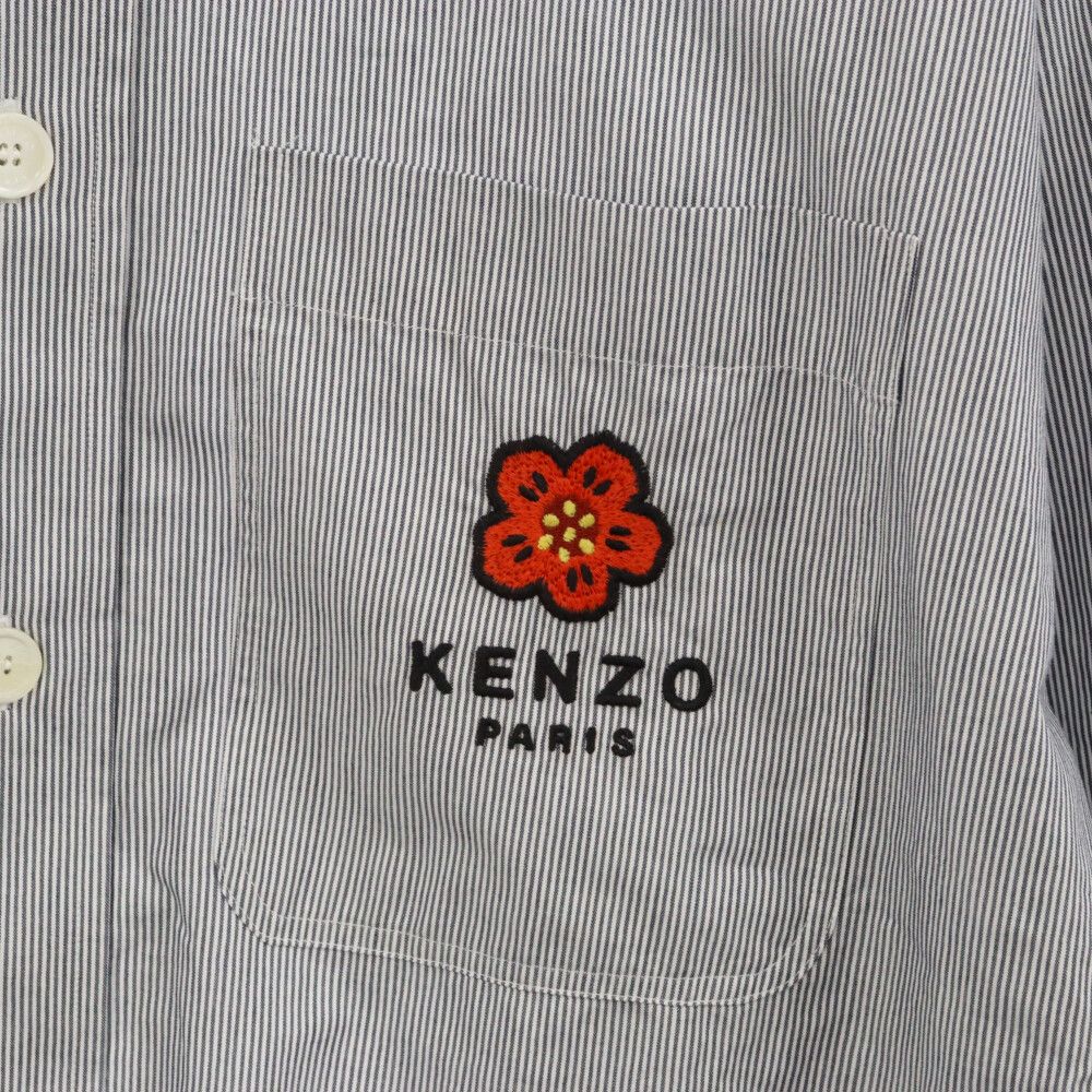 KENZO BOKE FLOWER ボケ フラワー 長袖刺繍ストライプシャツ KENZO BOKE FLOWER ボケ フラワー 長袖刺繍ストライプシャツ水色