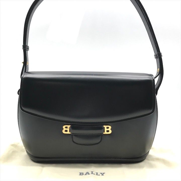 背景のある 超 BALLY バリー レザー ショルダー バッグ ブラック フォーマル Bロゴ ゴールド金具 レディース ブランド かばん 鞄 k6755 着実な