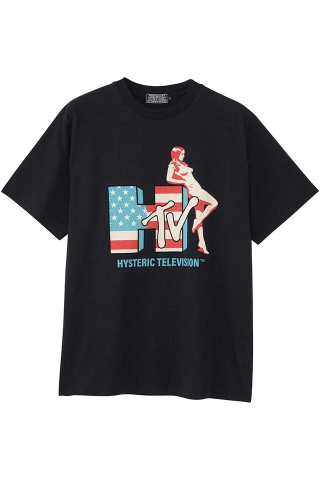 HYSTERIC GLAMOUR ヒステリックグラマー 02251CT23 HYSTERIC TELEVISION Tシャツ BLACK 正規通販 メンズ