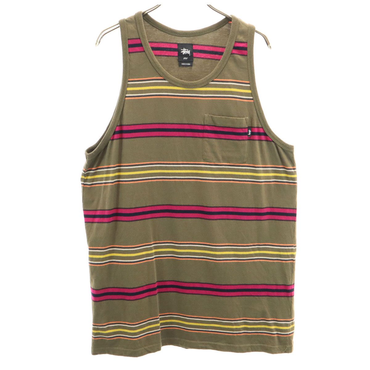 STUSSY ステューシー ノースリーブ タンクトップ L カーキ系