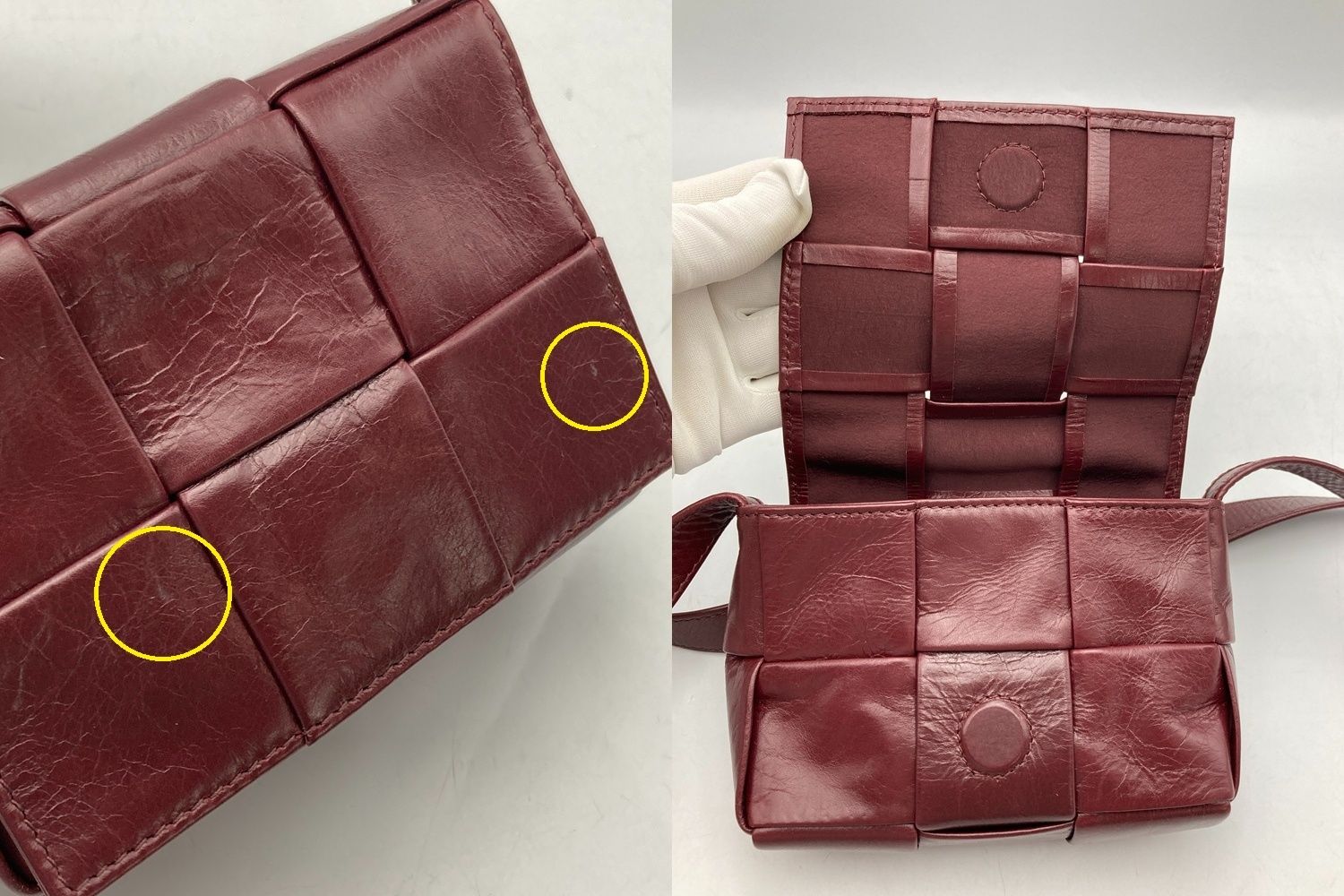 BOTTEGA VENETA CANDY CASSETTE  ボッテガヴェネタ キャンディカセット ショルダーバッグ バーガンディ 中古 D4 BOTTEGA VENETA CANDY CASSETTE ボッテガヴェネタ キャンディカセット