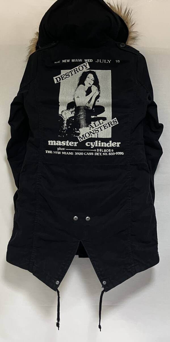 HYSTERIC GLAMOUR ×DESTROY ALL MONSTERS モッズコート 2AB-8370 ブラック フリーサイズ ライナー付き ダブルジップ PRIMALOFT