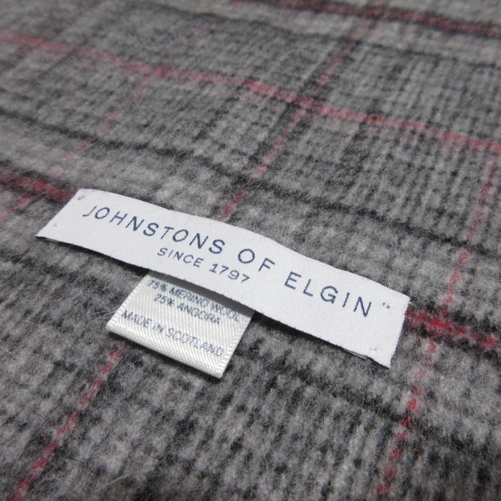極美品　Johnstons of Elgin カシミヤマフラー グレー Johnstons - 極美品 ジョンストンズ オブ エルガン Johnstons of
