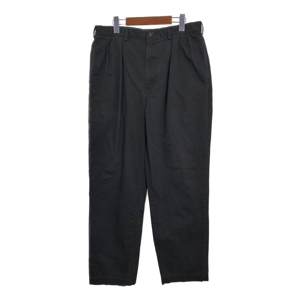 90年代 Polo by Ralph Lauren ポロ ラルフローレン ANDREW PANT 2タック チノパンツ ポロチノ ブラック (メンズ W34 L32) 中古 古着 S1586