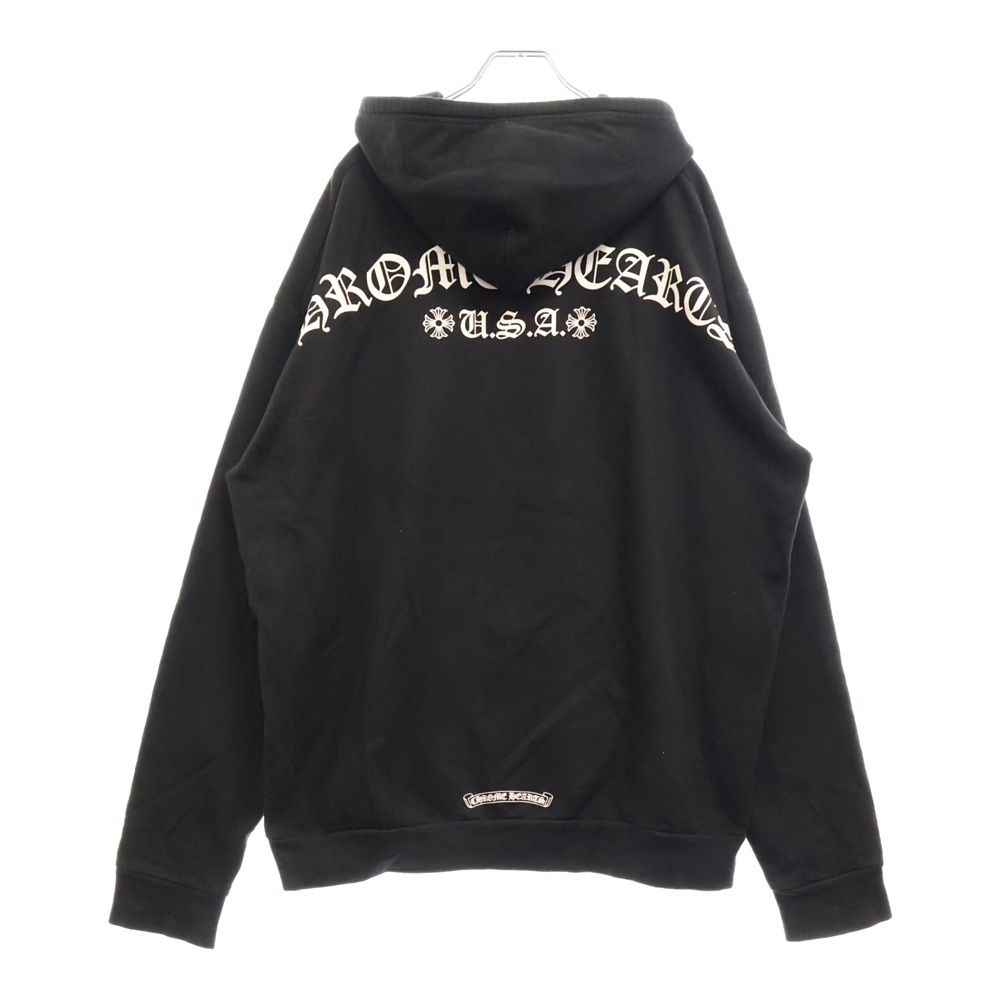 CHROME HEARTS クロムハーツ SWTSHRT HD ZIP バックアーチロゴプリントジップアップパーカ スウェット ブラック