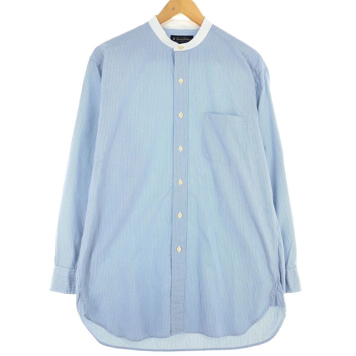 古着 ブルックスブラザーズ Brooks Brothers 1818 スタンドカラー 長袖 ストライプシャツ メンズM/eaa442384