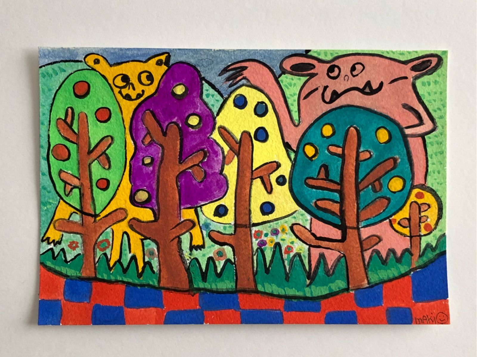 森のモンスター【水彩画】インテリア絵画 原画 モンスター 森 【公式通販】