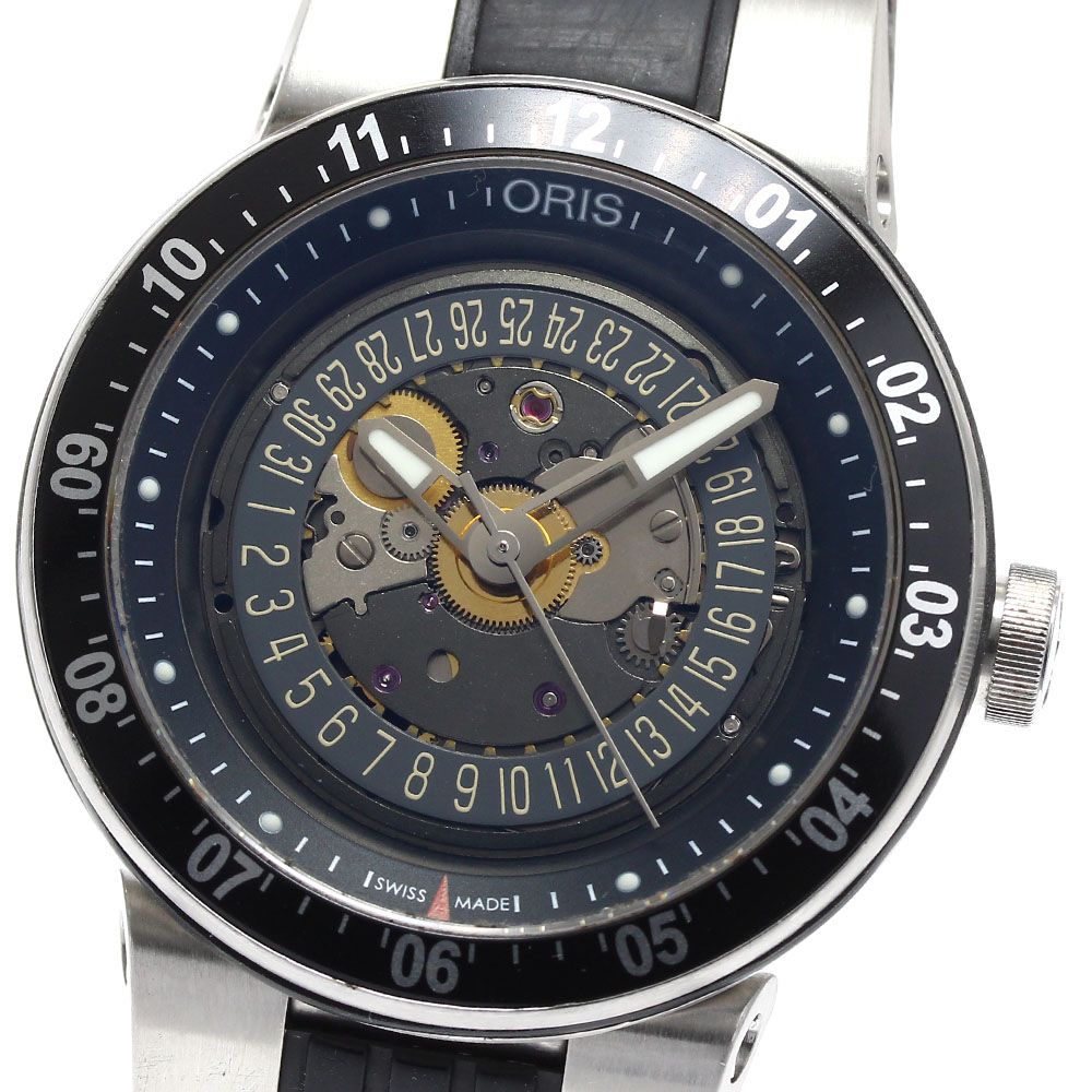 オリス ORIS 733-7613 ウイリアムズF1チーム スケルトンエンジン デイト 自動巻き メンズ _891535