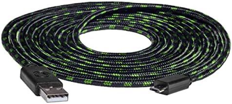 snakebyte USBメッシュ充電ケーブルプロエリートコントローラー - 4m - ブラック - グリーン Xbox One | PS4