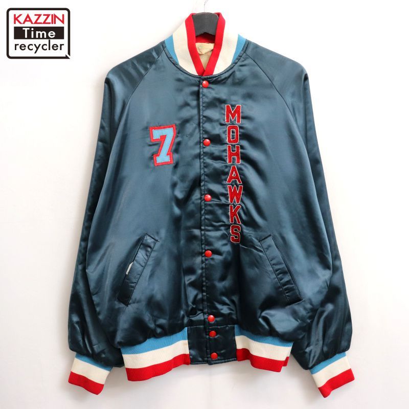 70s ナイロンスタジャン USA製 ネイビー L