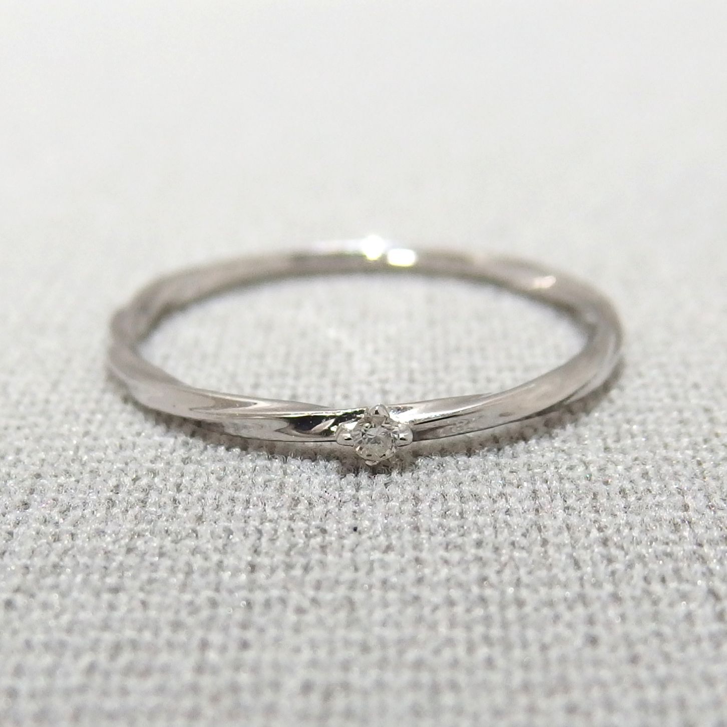 美品☆ete K10 ホワイトゴールド 1粒ダイヤモンド 0.01ct