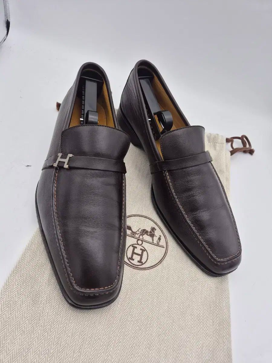 HERMES エルメス メンズ ブラウン ローファー 270 サイズ