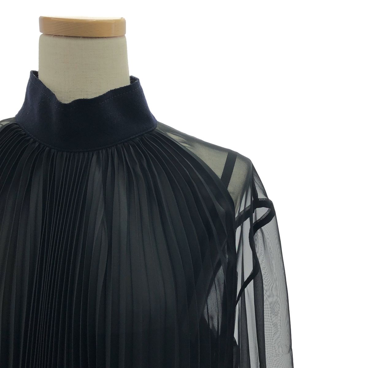 sacai / サカイ | シースルー 異素材切替 プリーツ ワンピース | 1  