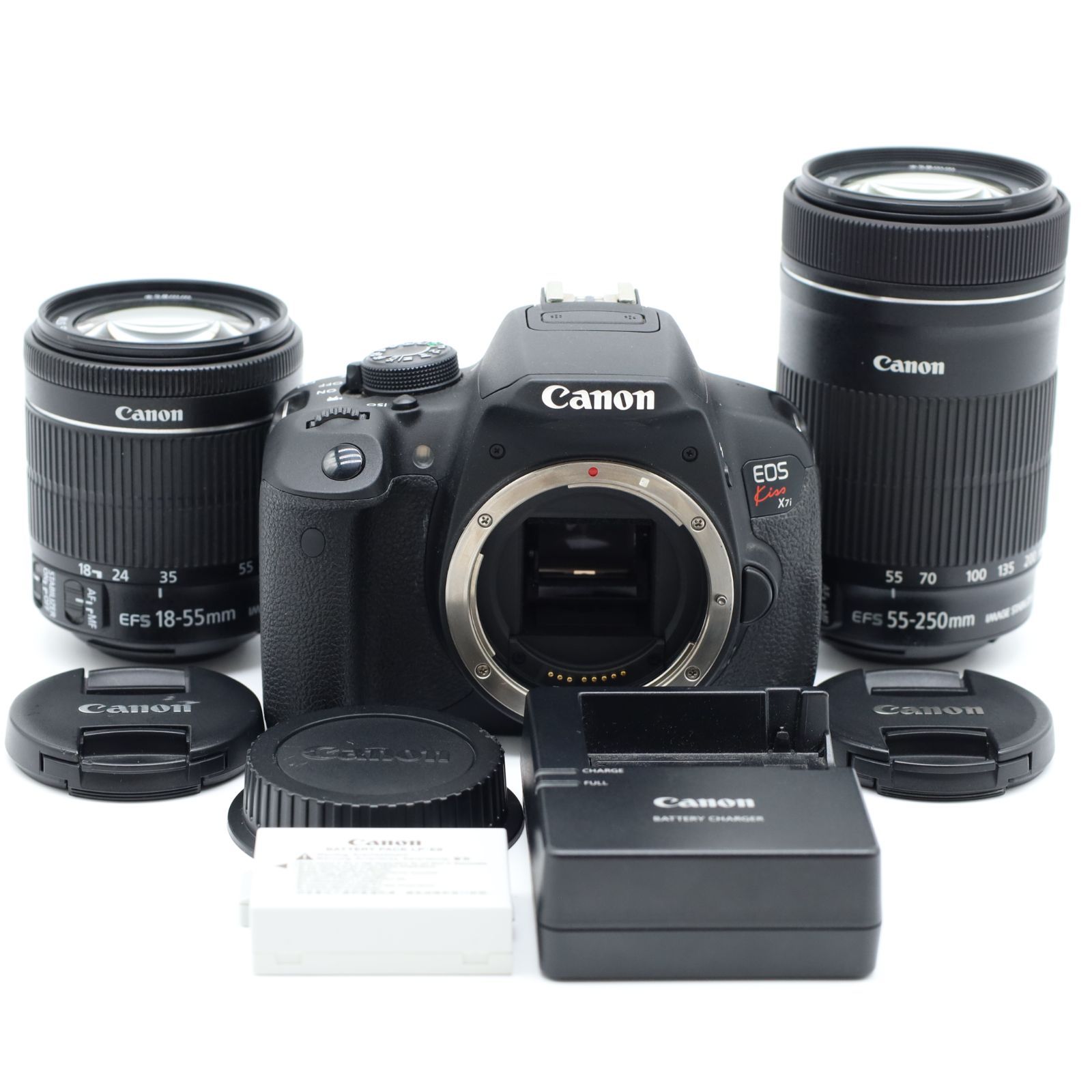 極上品！CANON（キャノン）EOS Kiss X7i☆人気のWズームキット・即撮OK 
