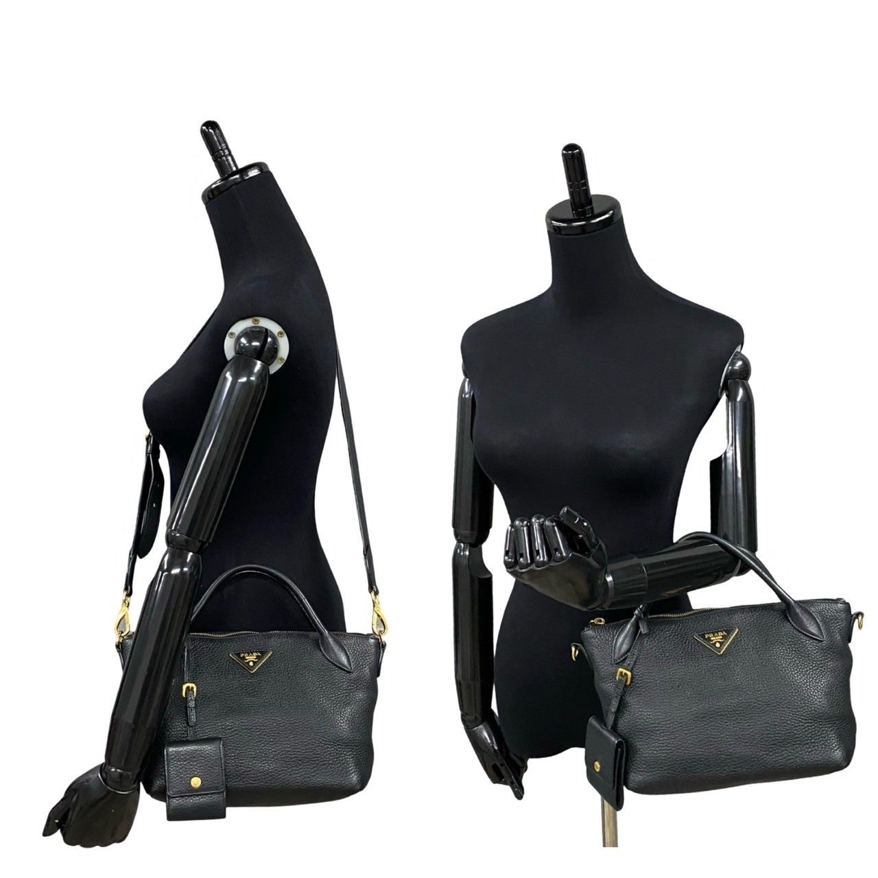 【極美品】PRADA プラダ ミニハンドバッグ 三角ロゴ ブラック ナイロン 三角ロゴ金具ナイロンミニハンドバッグ ブラック ヴィンテージ