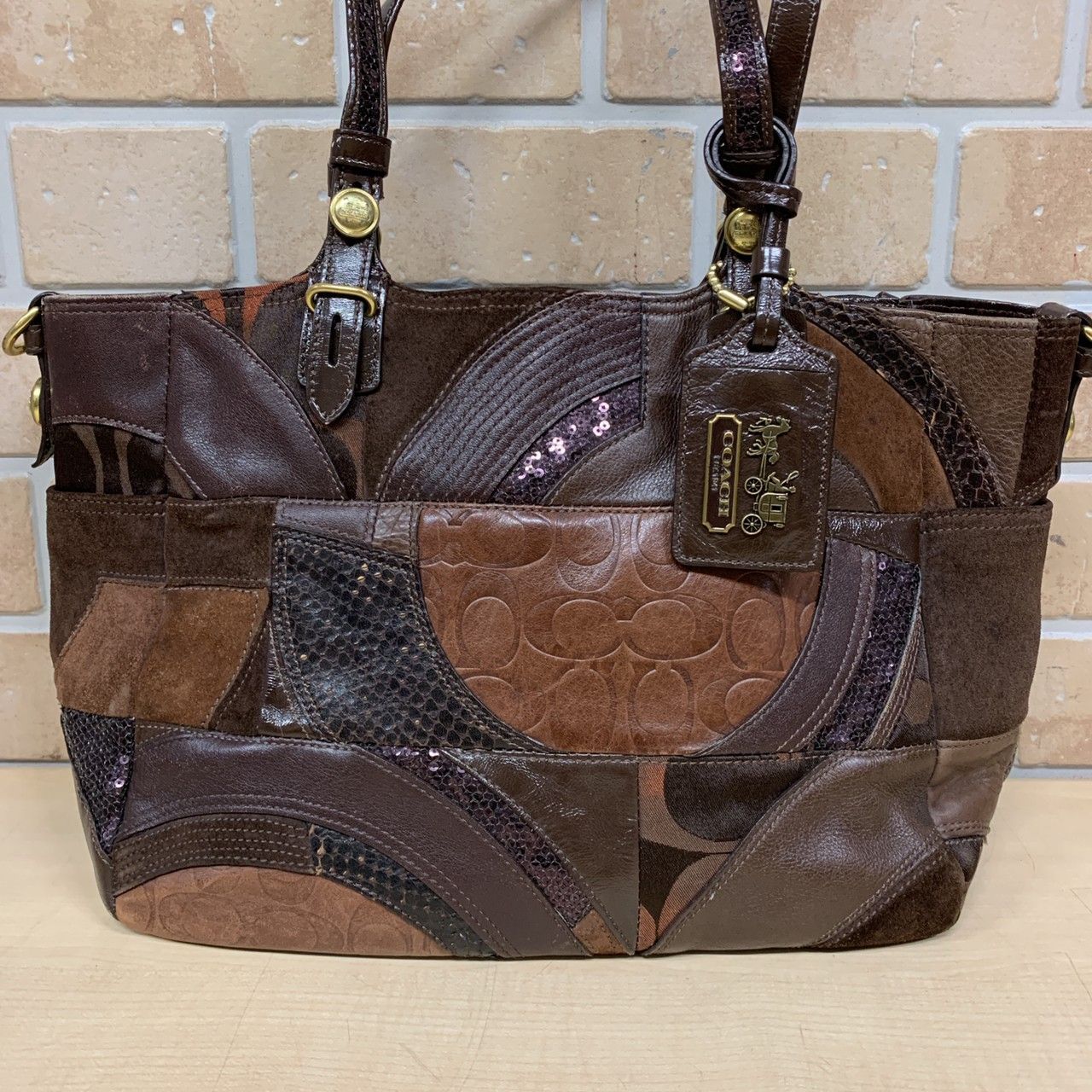 6 COACH コーチ レザー パッチワーク トートバッグ 14169 - メルカリ