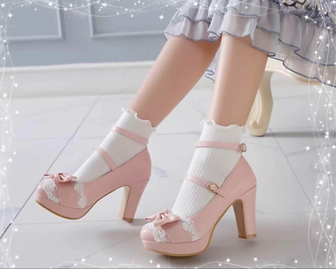 ♥ ロリータリボンヒール レースデザインでお出かけや普段着 女子会に最適 IMPECCABLEHEALTHCARESERVICES_COM