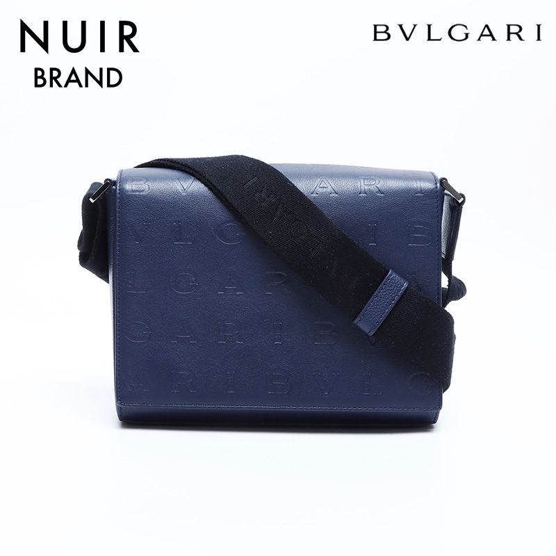 美品⭐️BVLGARI ロゴマニア 斜め掛け ショルダーバッグ キャンバス レザー ブルガリ ショルダーバッグ ロゴマニア 斜めがけ ABランク