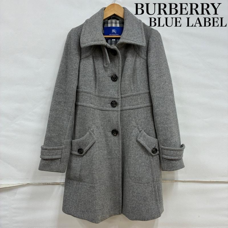 BURBERRY BLUE LABEL バーバリー ブルーレーベル コート アンゴラ混 ウール シングル コート 裏地チェック Aライン FNF07-718-07