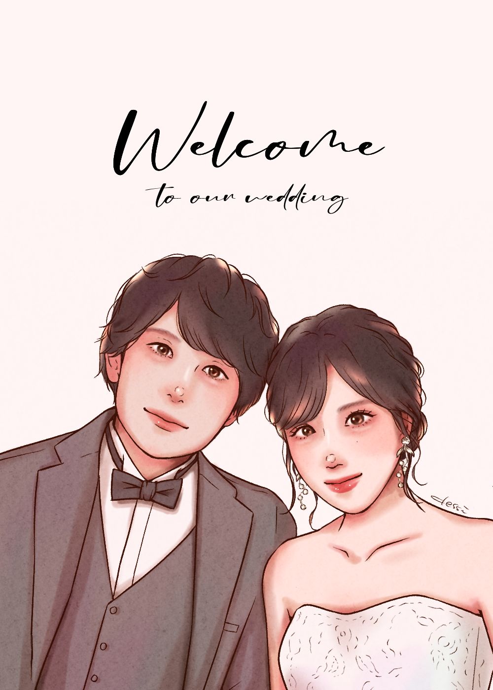 ウェルカムボード 似顔絵オーダー 結婚祝い ウェルカムスペース イラスト 似顔絵 オーダー ☆ 結婚式 結婚祝い 結婚記念日 ウェルカム