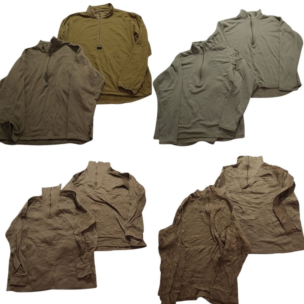 古着卸 まとめ売り 米軍民間 ミリタリー インナー系フリース 8枚セット (メンズ XL /2XL /3XL ) ハーフジップ アースカラー MX0884