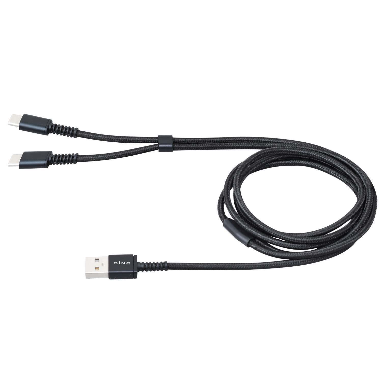 まもなく終了 1.0m USB-C機器対応 等 ILUMA IQOS Pro MacBook Android Xperia Galaxy iPad D606 2台同時 2股 C C Type Type Type to A Y字 USBケーブル 車内用品 セイ