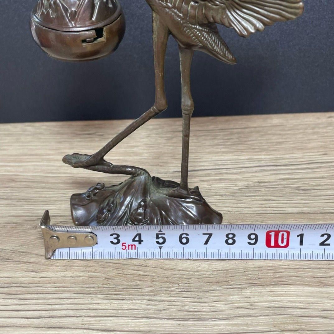 銅 細工 鶴香炉 蓮華弔炉 檀香炉 茶道具 香道具 装飾品 工芸品