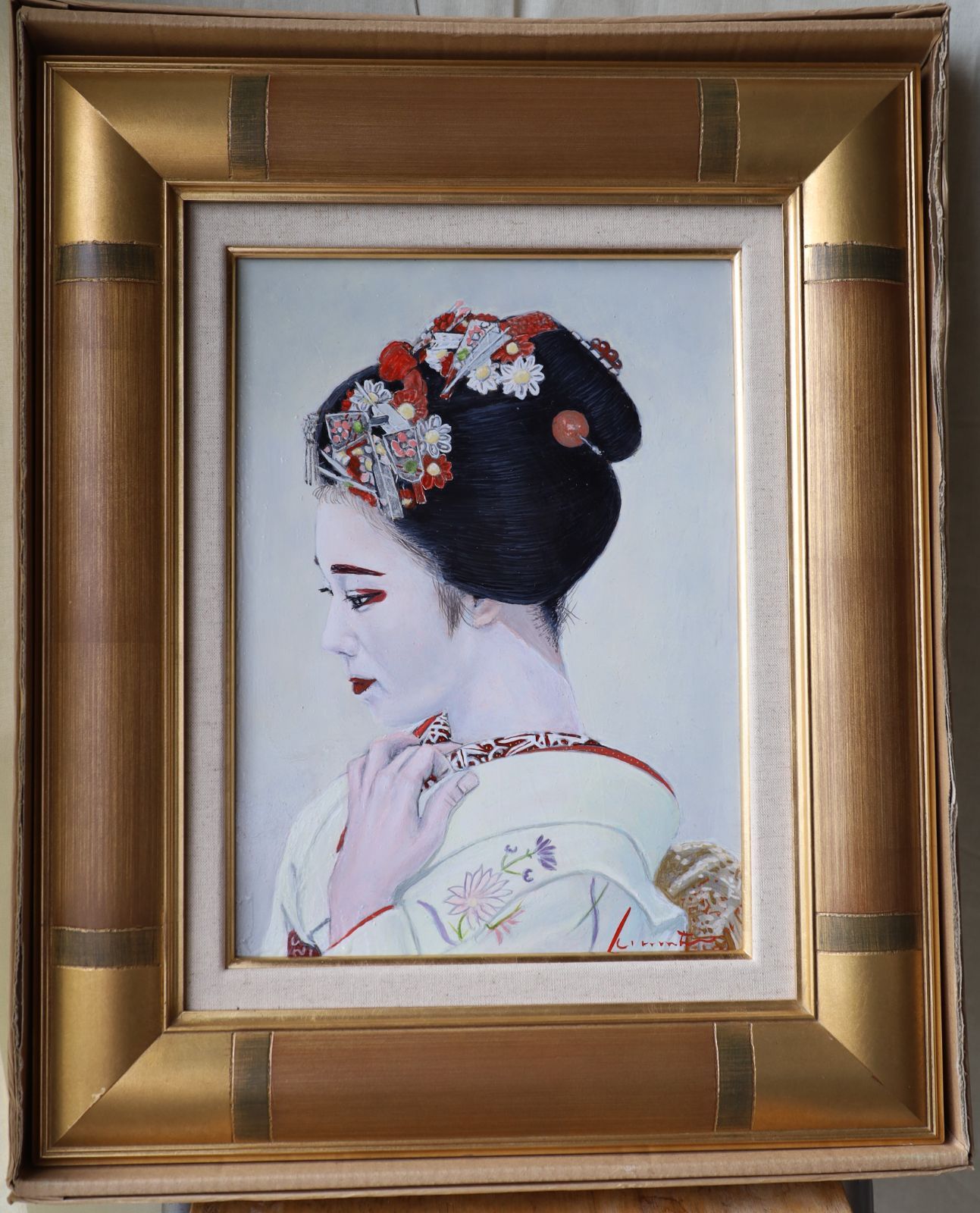 『をみなえし』　油彩肉筆画 をみなえし』油彩肉筆画