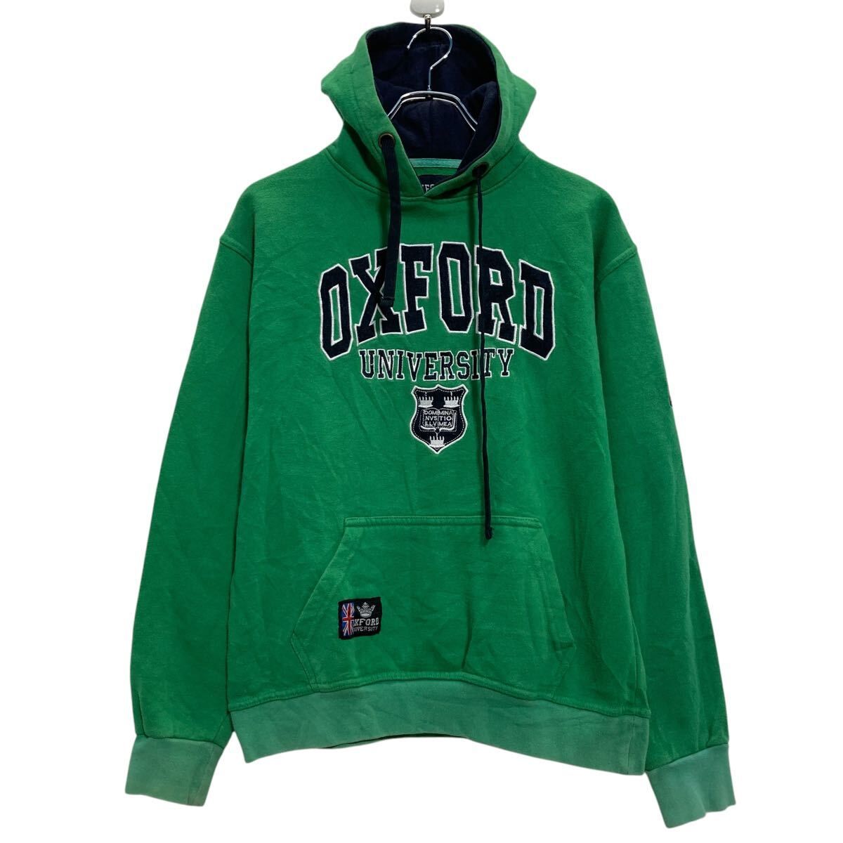 OXFORD ロゴスウェット トレーナー オックスフォード M グリーン カレッジ 刺繍 古着卸 アメリカ仕入 a612-8321