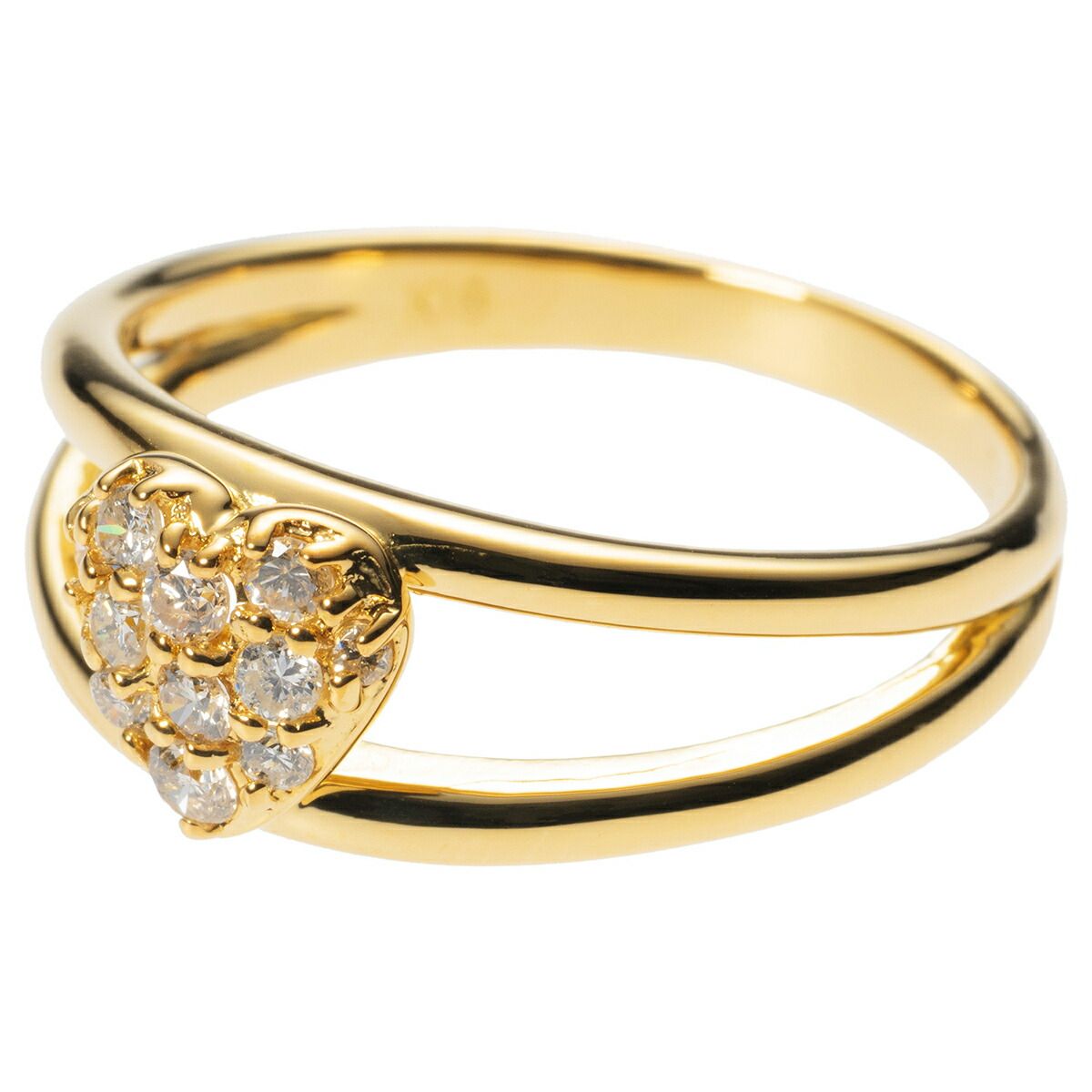 ハートモチーフリング 指輪 ダイヤモンド 0.20ct K18 12号 中古  