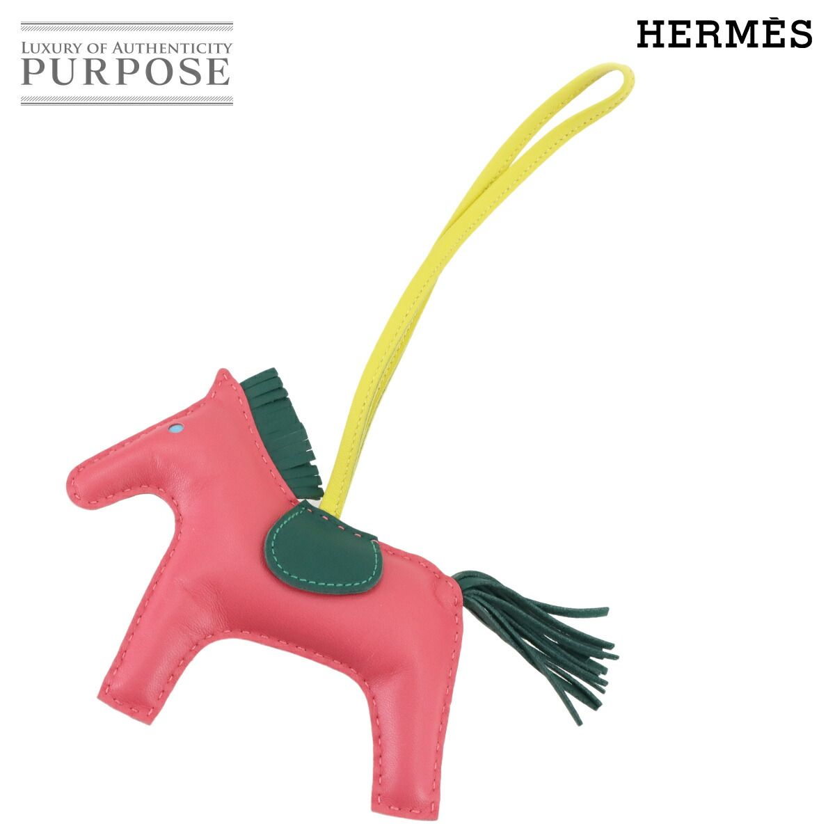 エルメス HERMES ロデオ MM バッグチャーム アニューミロ ローズアザレ マラカイト ライム Rodeo MM 90279696