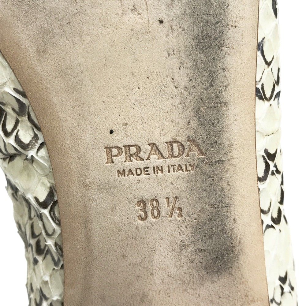 PRADA プラダ フラットシューズ リボン パイソン ベージュ系 39