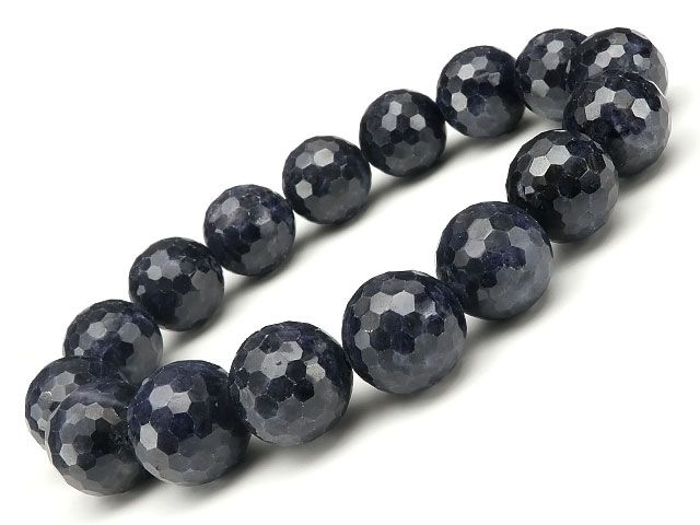 サファイア 128面カット 丸玉 ブレス 13mm No.3 1点もの | 60-4 SF13BS3
