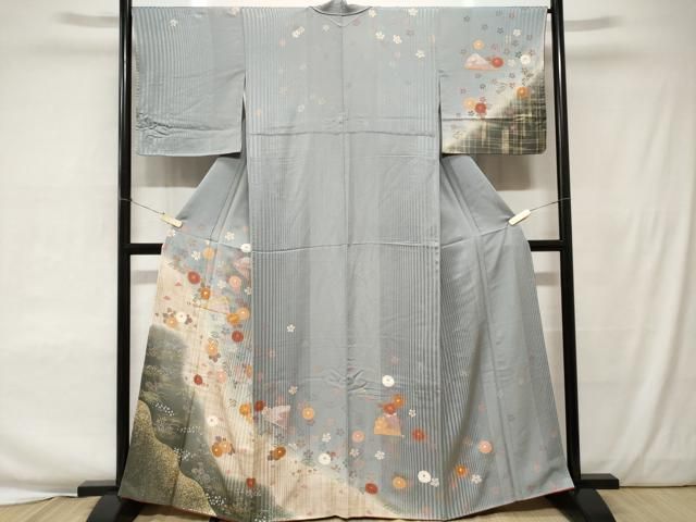 ［4405］訪問着 美品 檜扇鳳凰花 金彩 正絹 着物 袷 4405］訪問着 美品 檜扇鳳凰花 金彩 正絹 着物 袷 - メルカリ