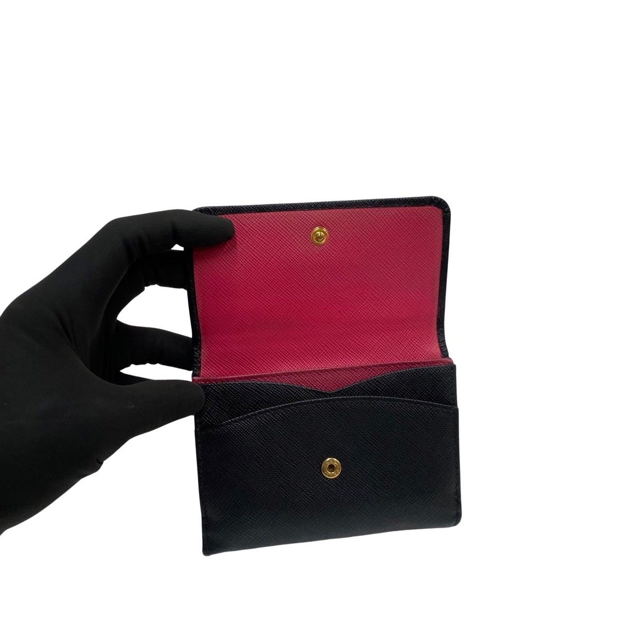 極 美品 保存箱 カード付 PRADA プラダ ロゴ 金具 サフィアーノ