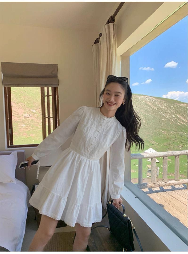 韓国風ふわ可愛いレースドレス