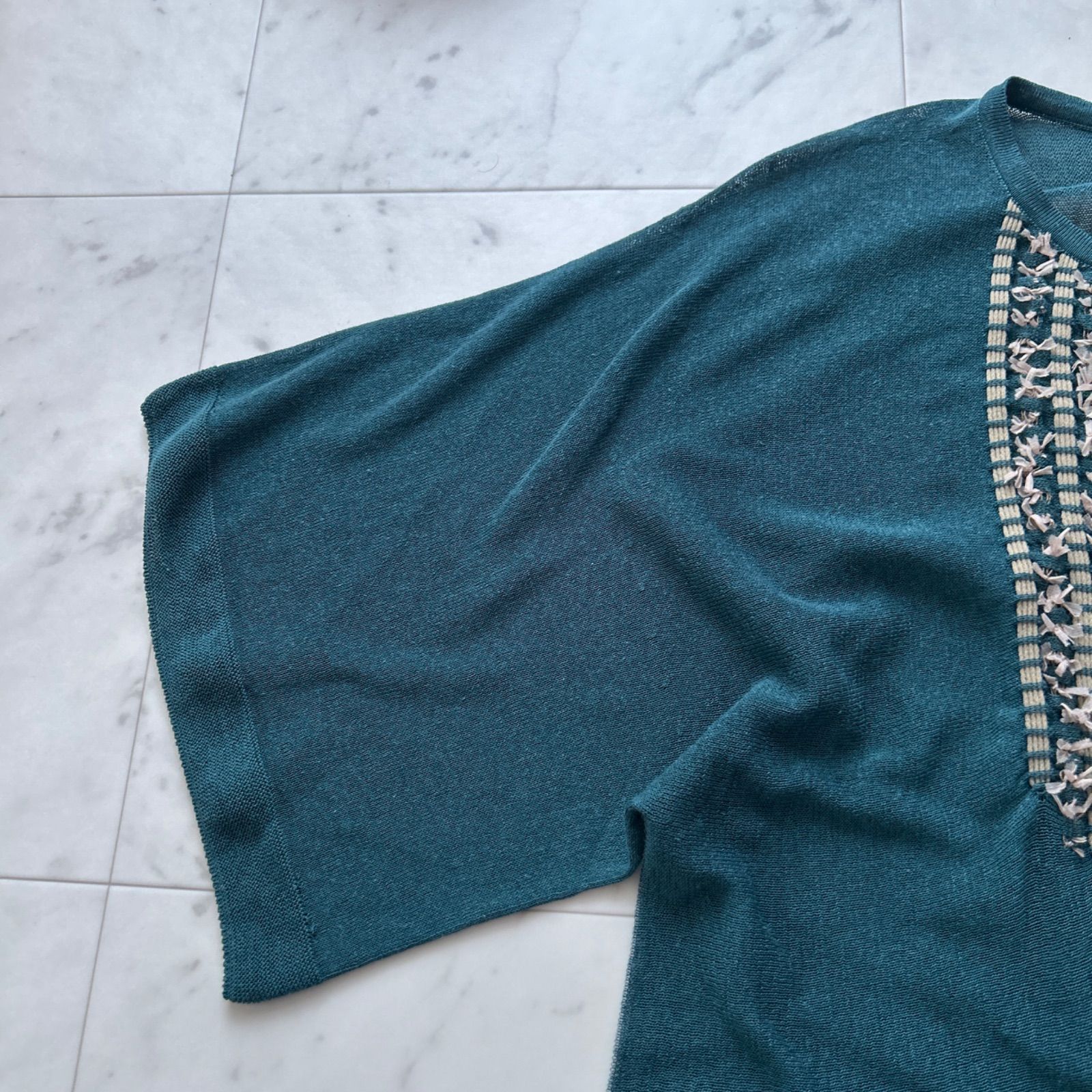 エムアンドキョウコ ワンピース グリーン 刺繍装飾 フリーサイズ