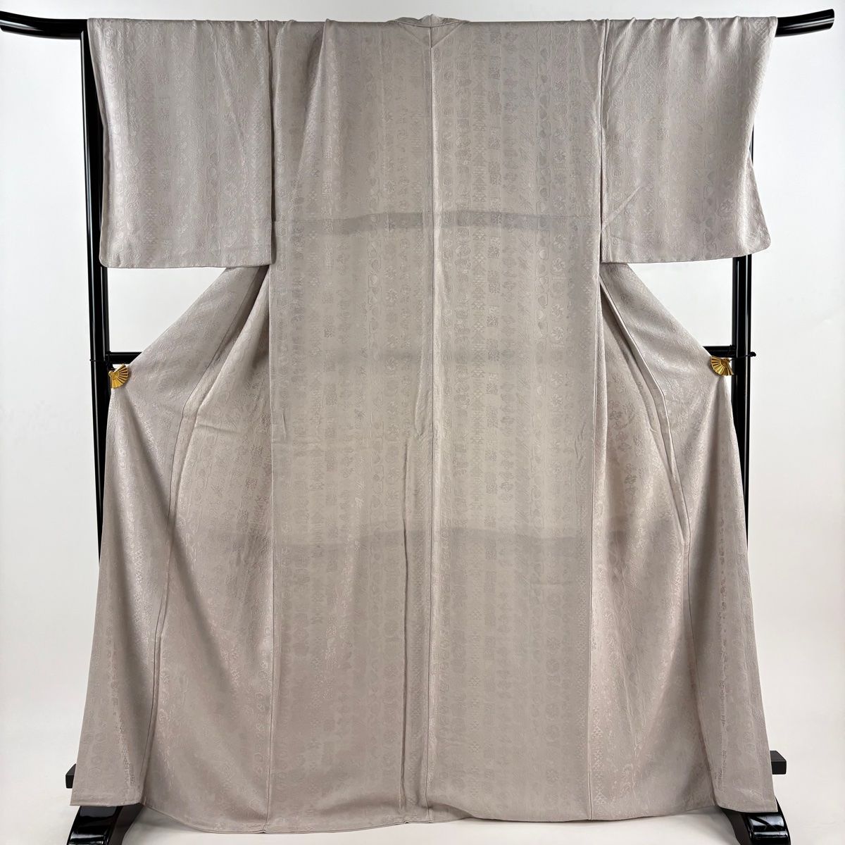 色無地 身丈167.5cm 裄丈70cm L 袷 地紋 薄小豆 正絹 名品