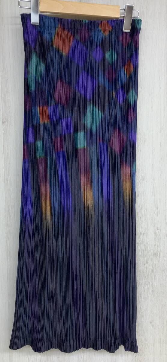 PLEATS PLEASE プリーツプリーズ ロングスカート パープル ダイヤ柄 スクエア柄 PP93-J6703 マルチカラー レディース 表記サイズ 3